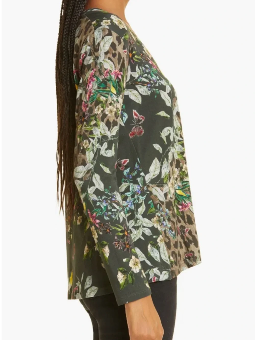 Johnny Was Ash Bird Floral Print Top Size L - Picture 7 of 16